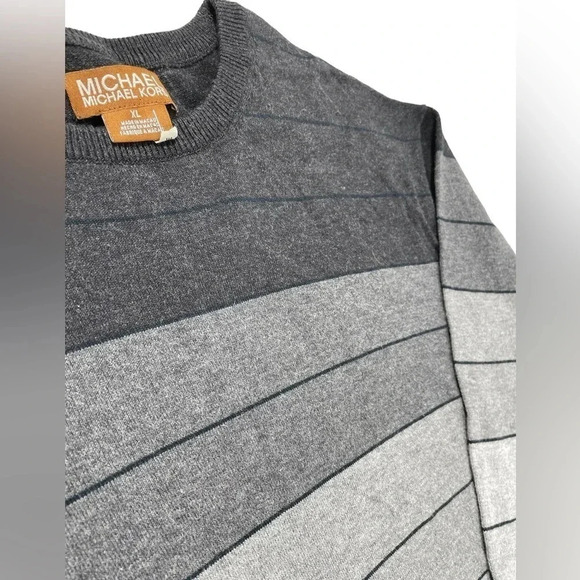 Michael Kors Grey Striped Sweater Size XL - Picture 4 of 7